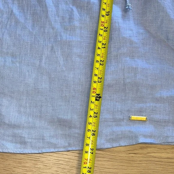 Linen Bell Sleeve Blue Blouse - Picture 7 of 8